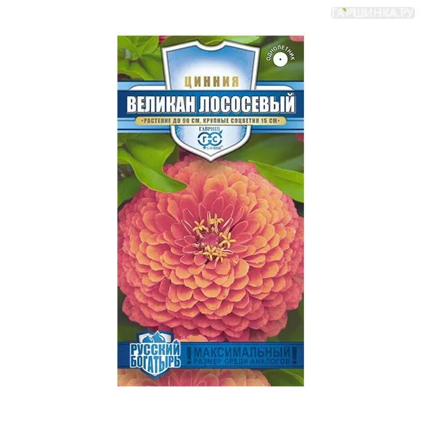 Цинния Великан лососевый, 0,3гр