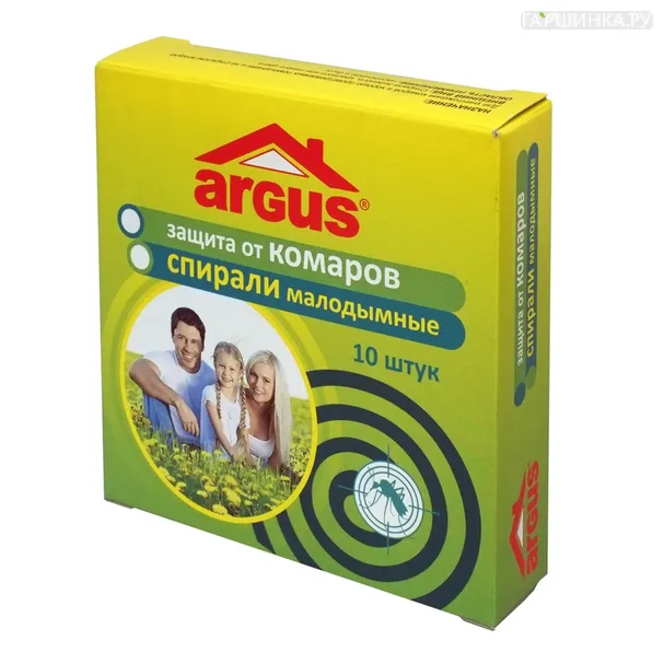 Спирали от комаров ARGUS малодымные 10шт в уп