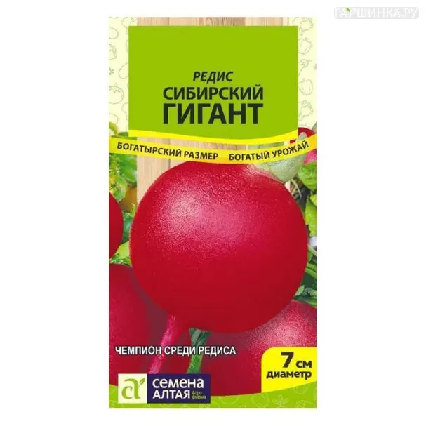 Редис Сибирский Гигант ц/п (серия Сибирские гиганты) 2 г, Семена Алтая