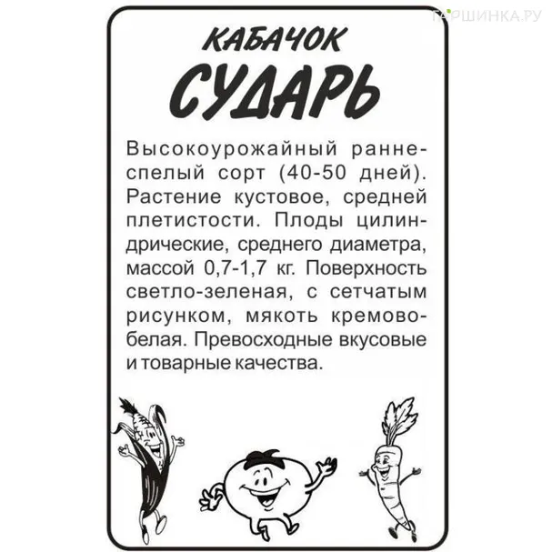 Кабачок Сударь БП 2 г, Семена Алтая