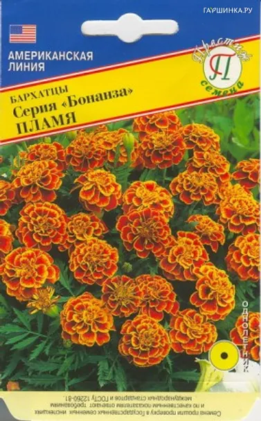 Бархатцы Бонанза Пламя отклоненные 10 шт, Семена Престиж