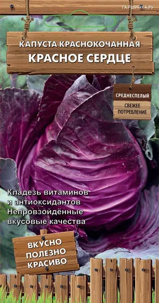 Краснокочанная капуста Красное сердце 0,1 г, Семена Поиск