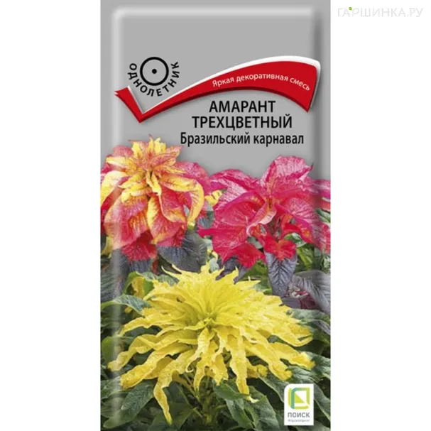 Амарант Бразильский карнавал трехцветный  0,1 г, Семена Поиск