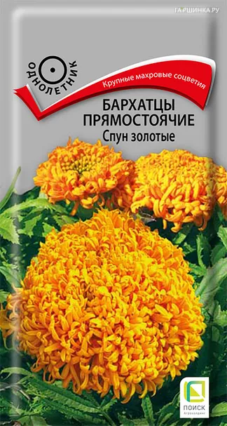 Бархатцы Спун золотые прямостоячие 0,1 г, Семена Поиск