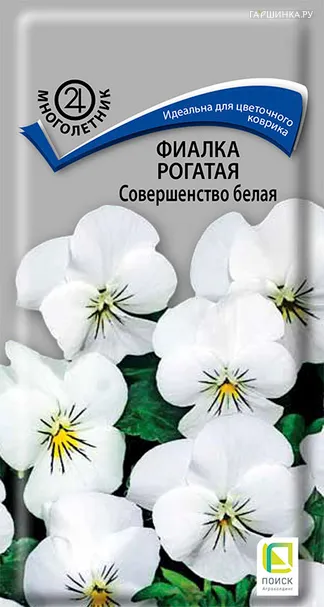 Фиалка рогатая Совершенство белая 0,1 г, Семена Поиск