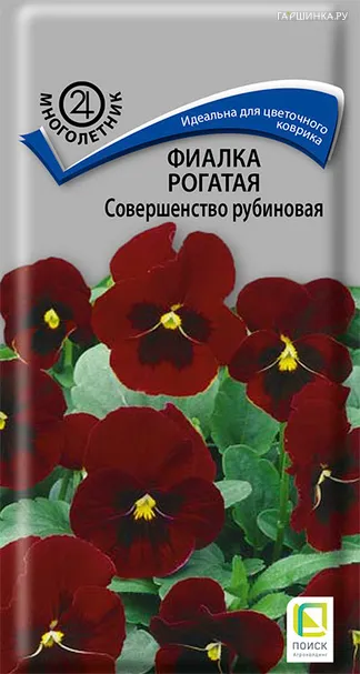 Фиалка рогатая Совершенство Рубиновая 0,1 г, Семена Поиск