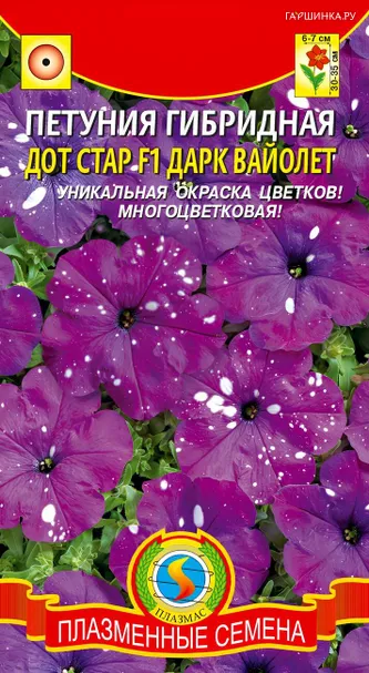Петуния Дарк Вайолет F1 гибридная (серия Дот Стар) 7 шт, Плазменные семена