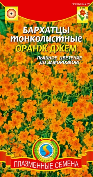 Бархатцы Оранж Джем тонколистные 50 шт, Плазменные семена