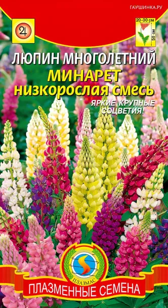 Люпин Минарет многолетний низкорослая смесь 0,45 г, Плазменные семена