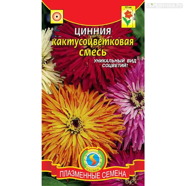 Цинния Кактусоцветковая смесь 0,3 г, Плазменные семена