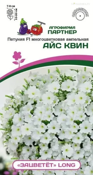 Петуния "Зацветёт" Long Айс Квин F1 многоцветковая ампельная 5 шт. Партнер