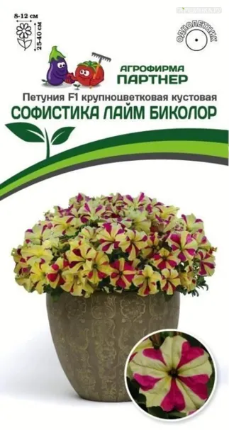 Петуния Софистика Лайм Биколор F1 крупноцветковая кустовая 5 шт. Партнер