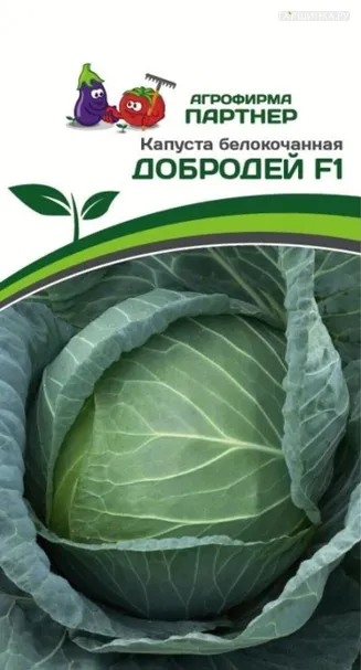Капуста Добродей F1 белокочанная позднеспелая (устойчива к киле) 0,2 г. Семена Партнер
