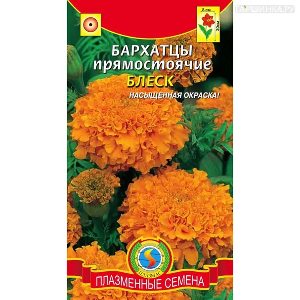Бархатцы Блеск прямостоячие 30 шт, Плазменные семена