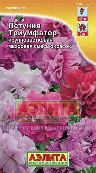 Петуния Триумфатор F1 крупноцветковая махровая, смесь окрасок