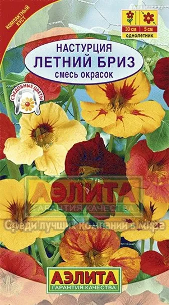 Настурция карликовая Летний бриз, смесь окрасок