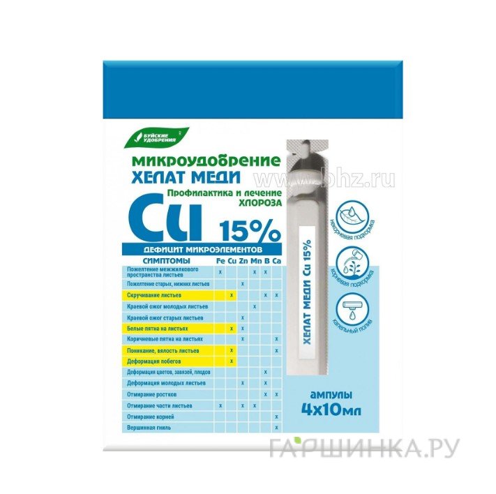 Микроудобрение Хелат меди (ампулы 4*10 мл)