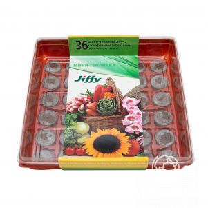 

Мини-тепличка квадратная с торфяными таблетками D-41мм